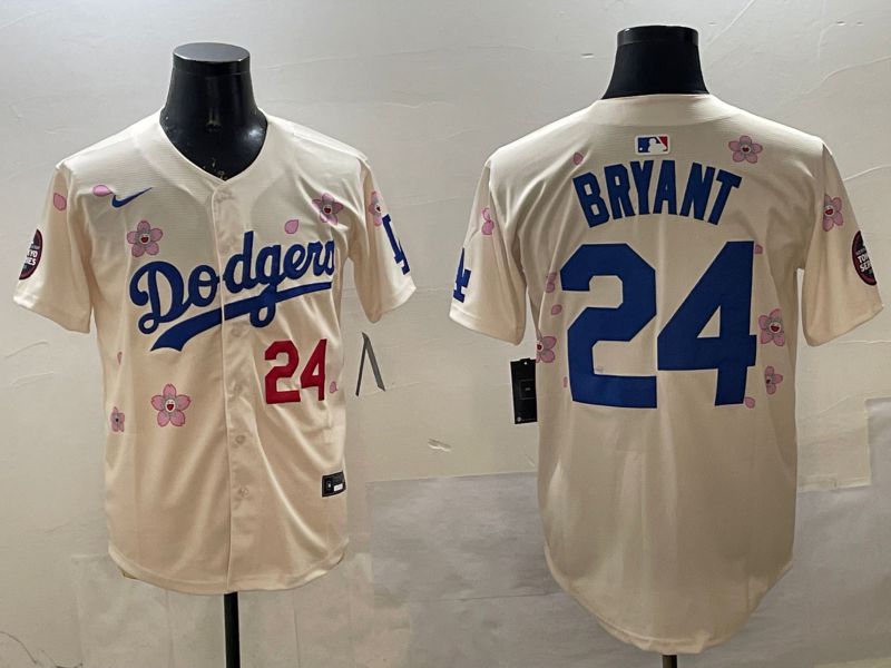 Men Los Angeles Dodgers #24 Bryant Cream Sakura Edition 2025 Nike MLB Jersey style 6